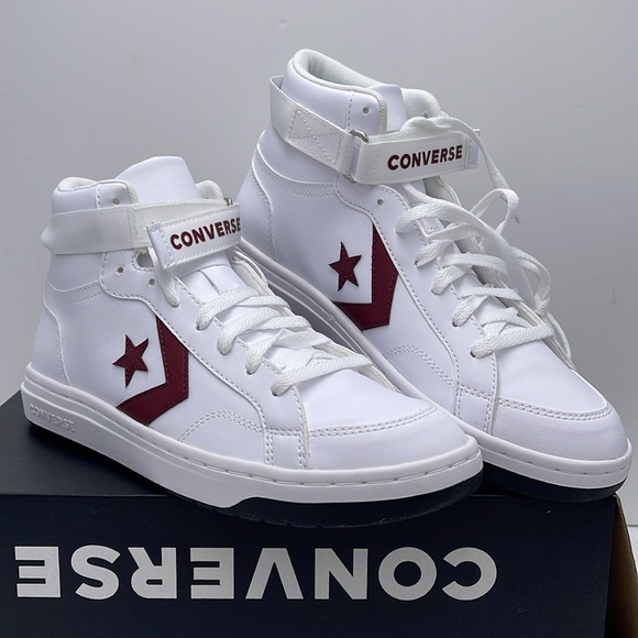 Converse Men’s PRO BLAZE V2 MID WHITE/CHERRY DAZE/WHITE A06627C Sneakers - Picture 5 of 16